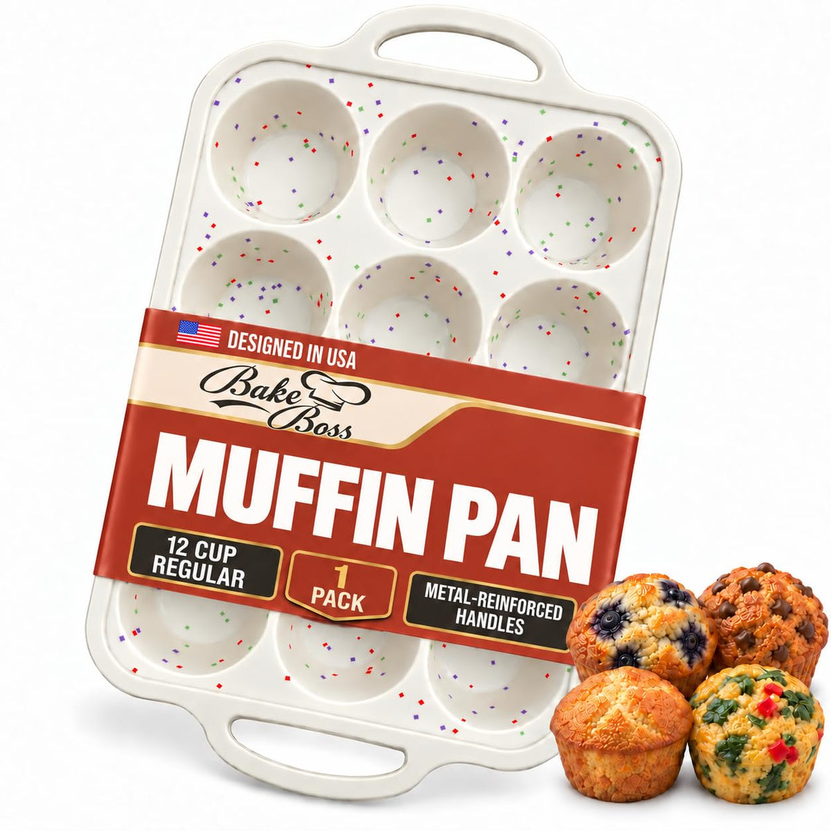 Silicone Muffin Pans, 2-Pack Regular 12 Cup & Mini 24 Cup, BPA-Free