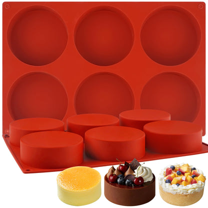 4Inch Round Silicone Mold for Baking, 3Pcs Silicone Muffin Top Pans for Baking Muffin Top, Whoopie Pie, Sandwiches, Hamburger (3Pcs(0.78Inch Deep))