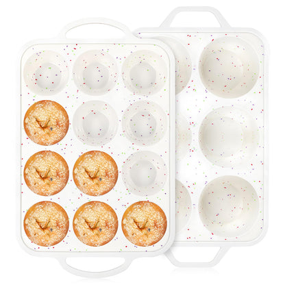 Vinino 2Pack Silicone Muffin Pan for Baking with Metal Reinforced Frame, 12 Cup Regular Size Cupcake Pan, BPA Free Silicone Muffin Tray, Cupcake Baking Pan Bite Molds for Oven Dishwasher Safe