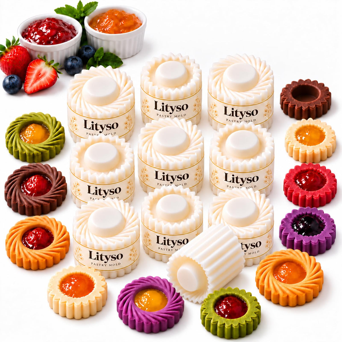 Sunflower Patterned Round Hand-Press Mooncake Double Ended Pastry Mold