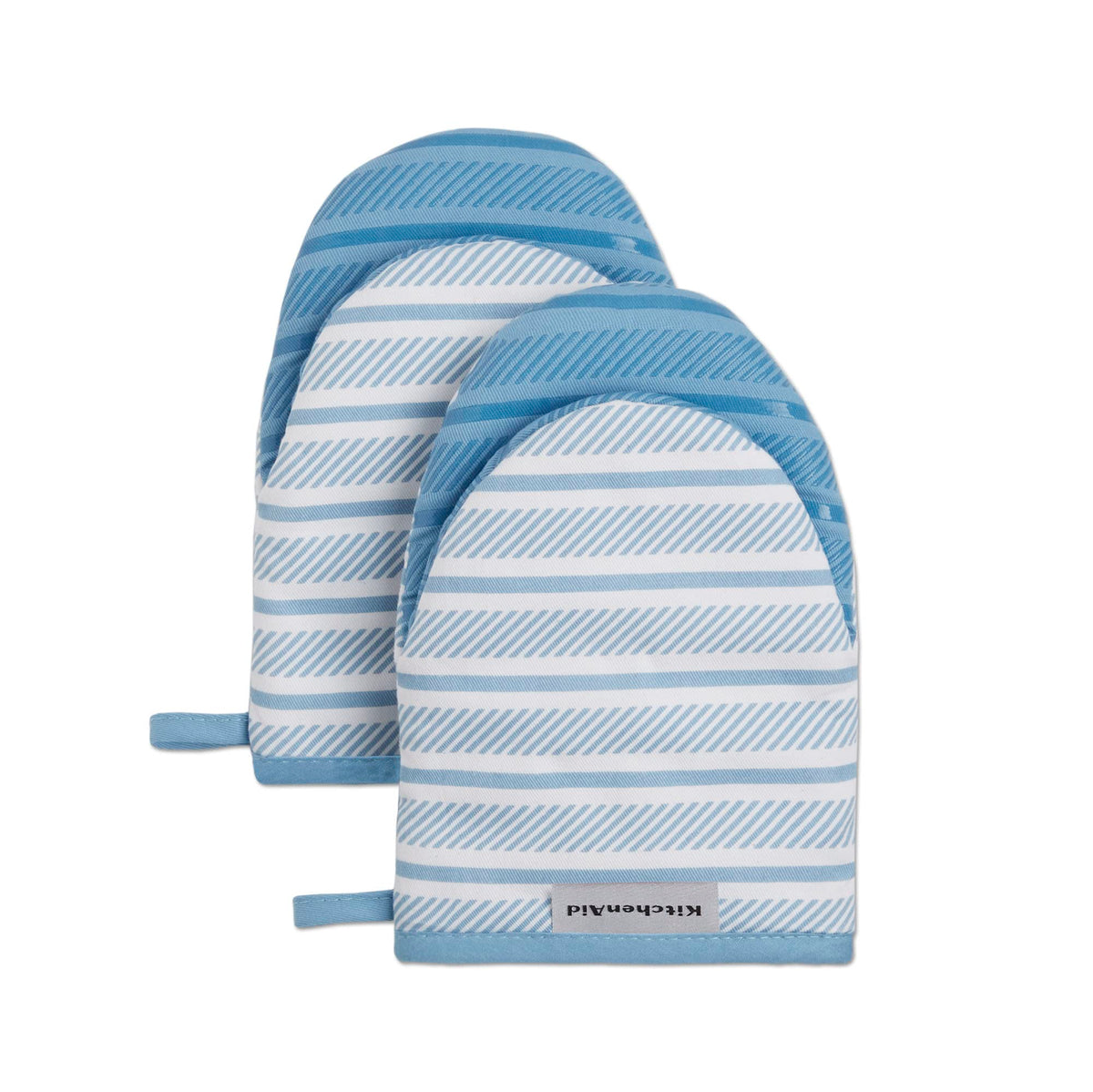 KitchenAid Albany Mini Oven Mitt 2-Pack Set, Aqua Sky, 5.5"x8"