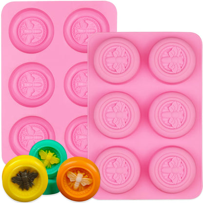 Sakolla 6-Cavity Flower Soap Molds Silicone, 2 Pack Tulip Different Flower Shapes Silicone Molds for Soap, Lotion Bar, Bath Bombs, Chocolate, Candy Baking Molds Jelly, Ice Cube Tray