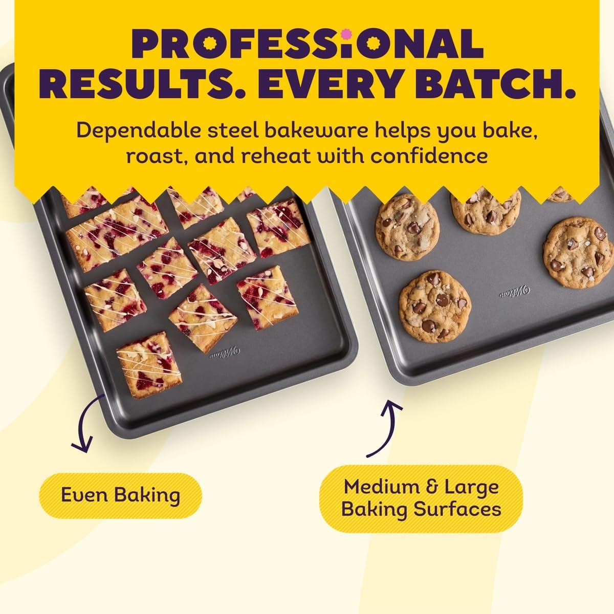 Wilton Silver Non-Stick Baking Sheet Set, Made Without PFAS, 2-Piece