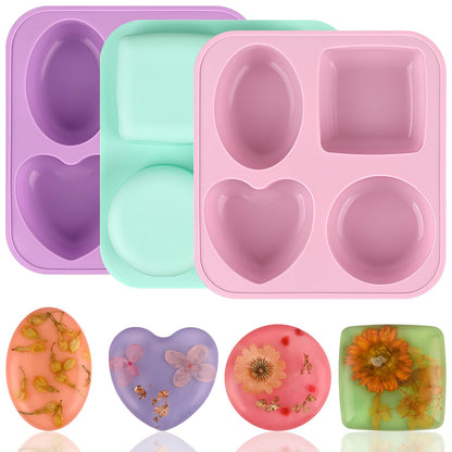 Sakolla 6-Cavity Flower Soap Molds Silicone, 2 Pack Tulip Different Flower Shapes Silicone Molds for Soap, Lotion Bar, Bath Bombs, Chocolate, Candy Baking Molds Jelly, Ice Cube Tray