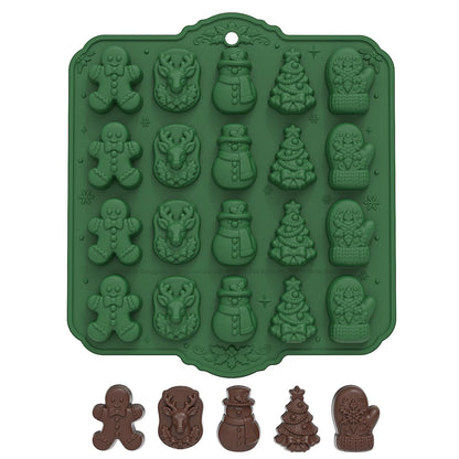 Christmas Silicone Molds, Large Size Xmas 3D Christmas Baking Mold with Scraper for Cakes, Handmade Soap, Chocolate, Jello, soap, Candy and Candles (Green)