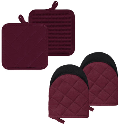 Goldmeet Mini Oven Mitts 2-Pack, 7"x5.5", 500°F Silicone Grip, Taro Purple
