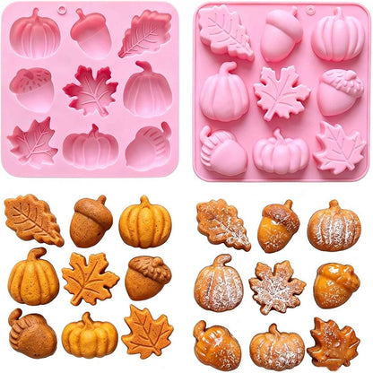 Halloween Pumpkin Maple Leaf Acorn Silicone Molds for Baking, 1Pcs