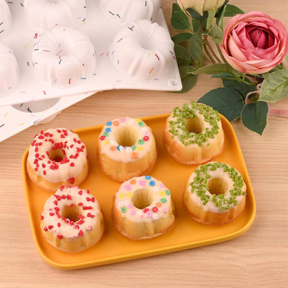 HUAKENER 2 Pcs Mini Fluted Cake Pan, 6-Cavity Fluted Tube Cake Pan