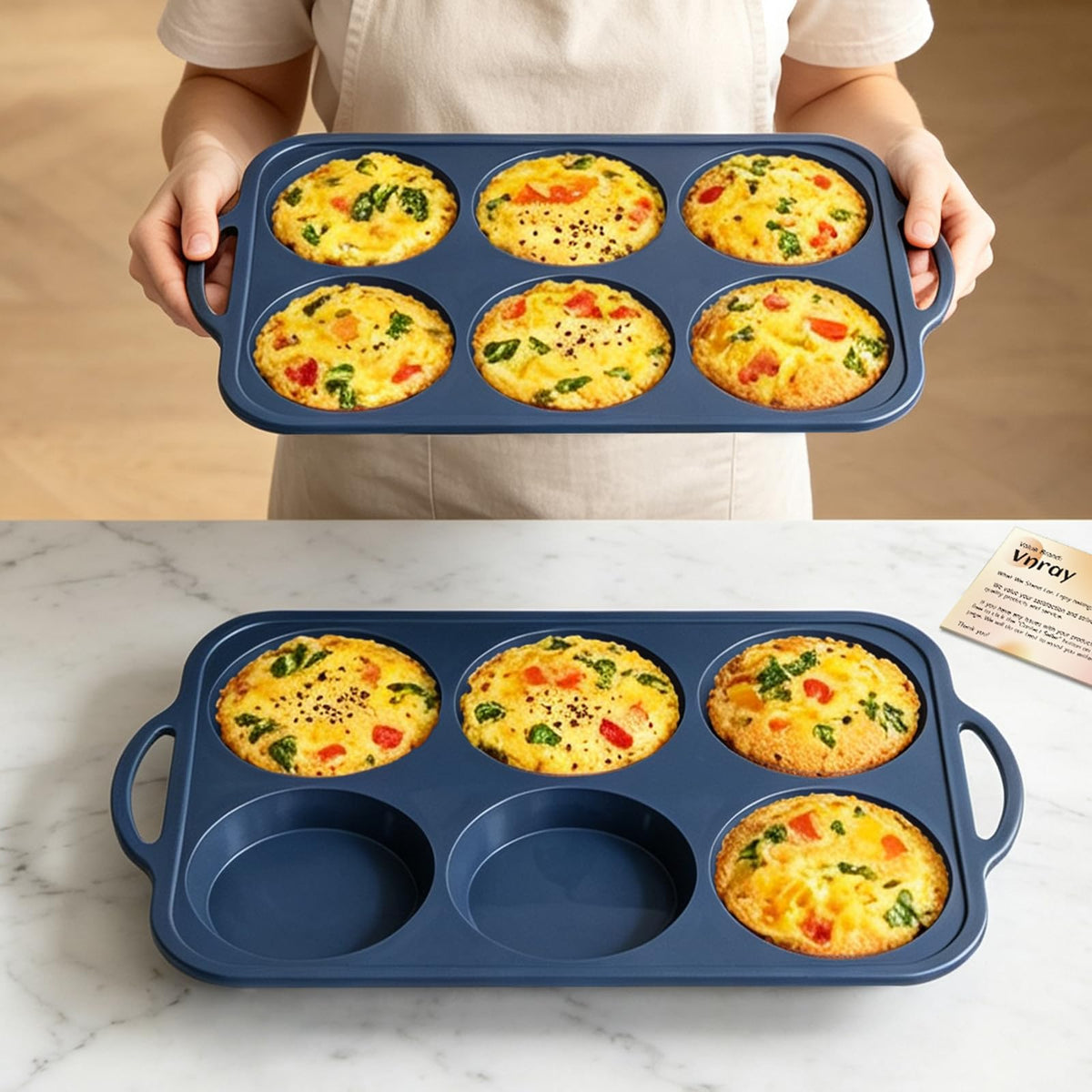 4 Inch Jumbo Silicone Muffin Top Pan with Frame Non Stick Egg Mold Baking