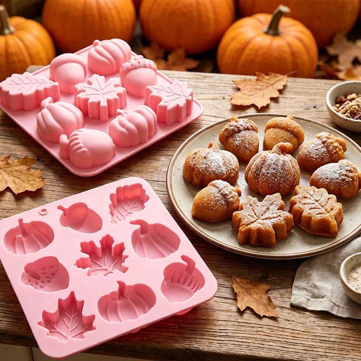 Halloween Pumpkin Maple Leaf Acorn Silicone Molds for Baking, 1Pcs