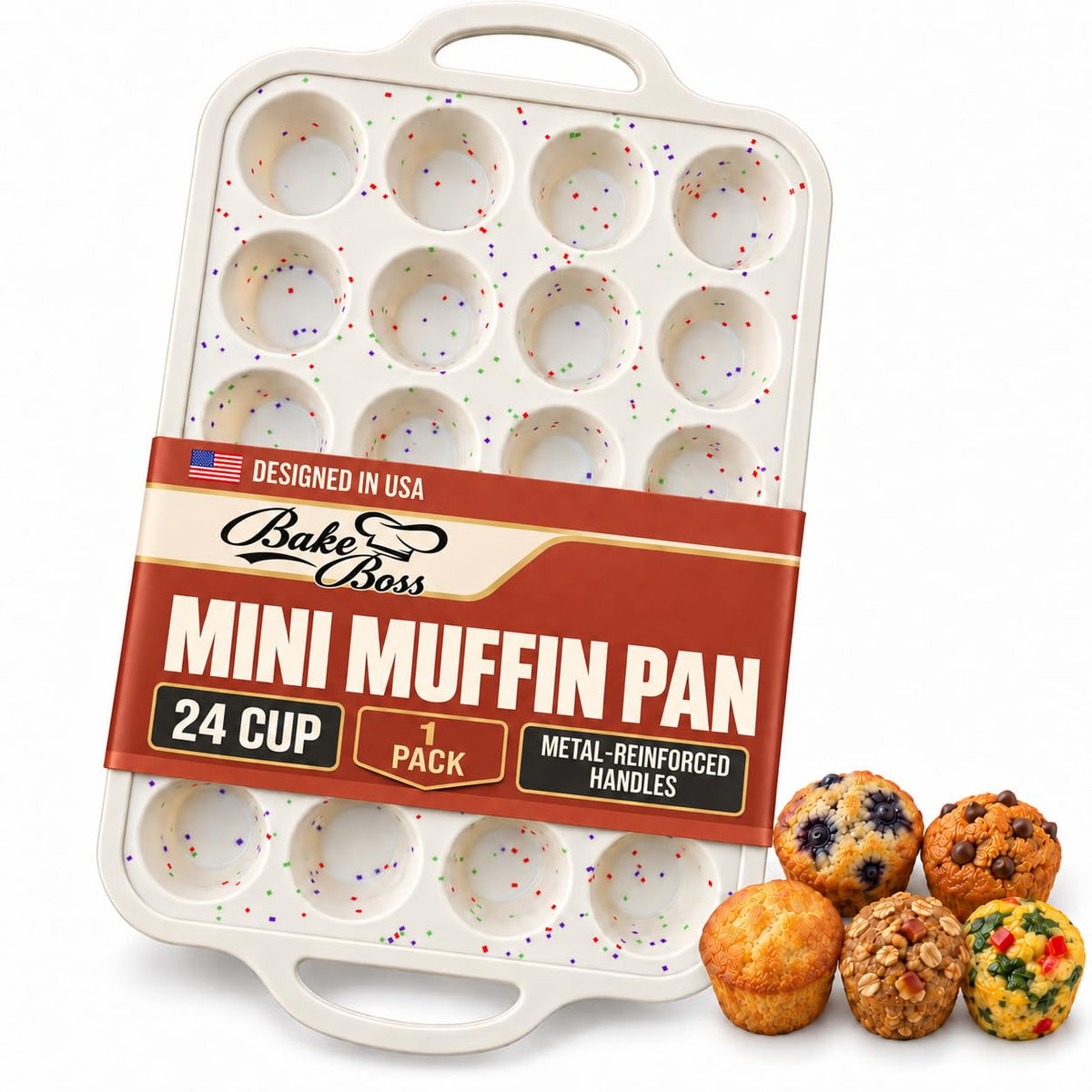 Silicone Muffin Pans, 2-Pack Regular 12 Cup & Mini 24 Cup, BPA-Free