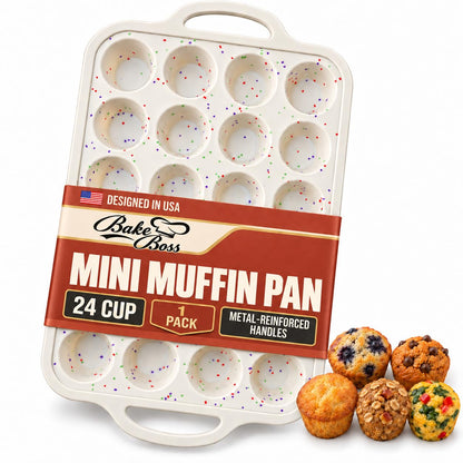 Silicone Muffin Pans, 2-Pack Regular 12 Cup & Mini 24 Cup, BPA-Free