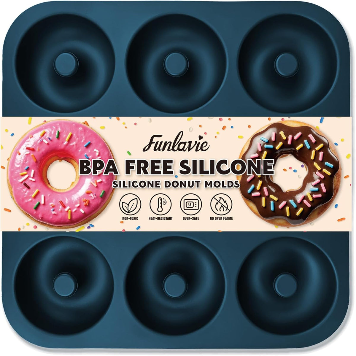 Large Silicone Donut Pan for Baking,9 Cavity Non-Stick Food Molds