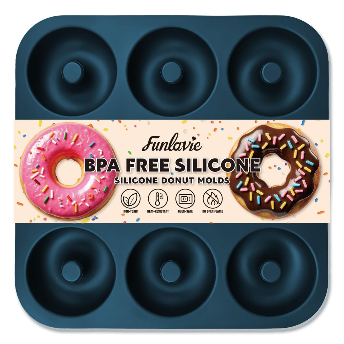 Large Silicone Donut Pan for Baking,9 Cavity Non-Stick Food Molds