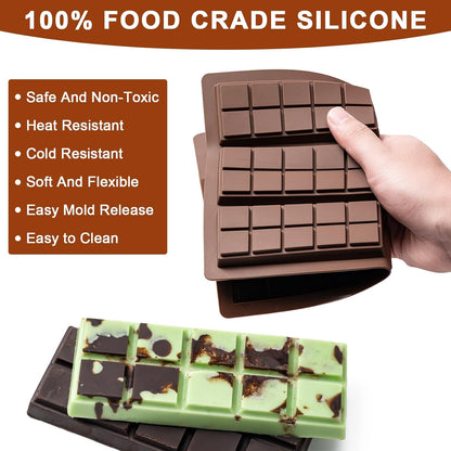 Chocolate Bar Mold，Non-Stick Chocolate Molds，100% Food Grade Silicone Mold
