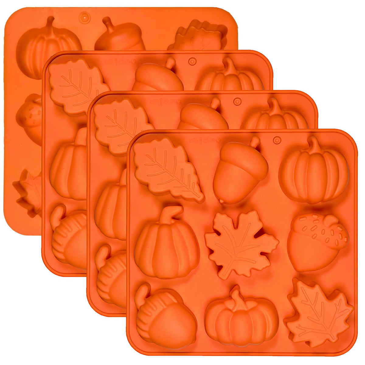 Pumpkin Silicone Mold - 4Pcs 3D Fall Silicone Mold Thanksgiving Candy Mold Autumn Maple Leaf Acorn shape Chocolate Mold Soap Candy Cake Pan Baking Molds for Cake Cupcake Decoration