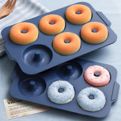 Nonstick Silicone Donut Pan: 3.5 Inch Doughnut Baking Mold with Frame