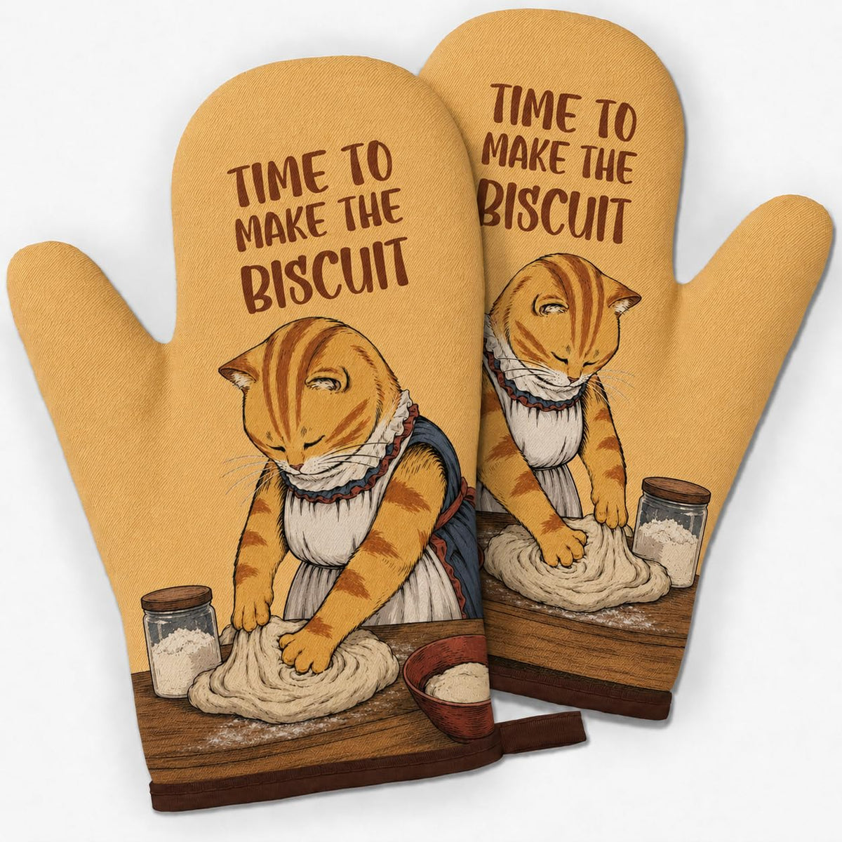 Funny Cat Oven Mitts Heat Resistant, Funny Kitchen Mitts Set, 1 Pair Cooking Baking Mitts, Cat Lover Gifts for Women Chef Cooks Mom, Whimsical Kitchen Decor Gifts