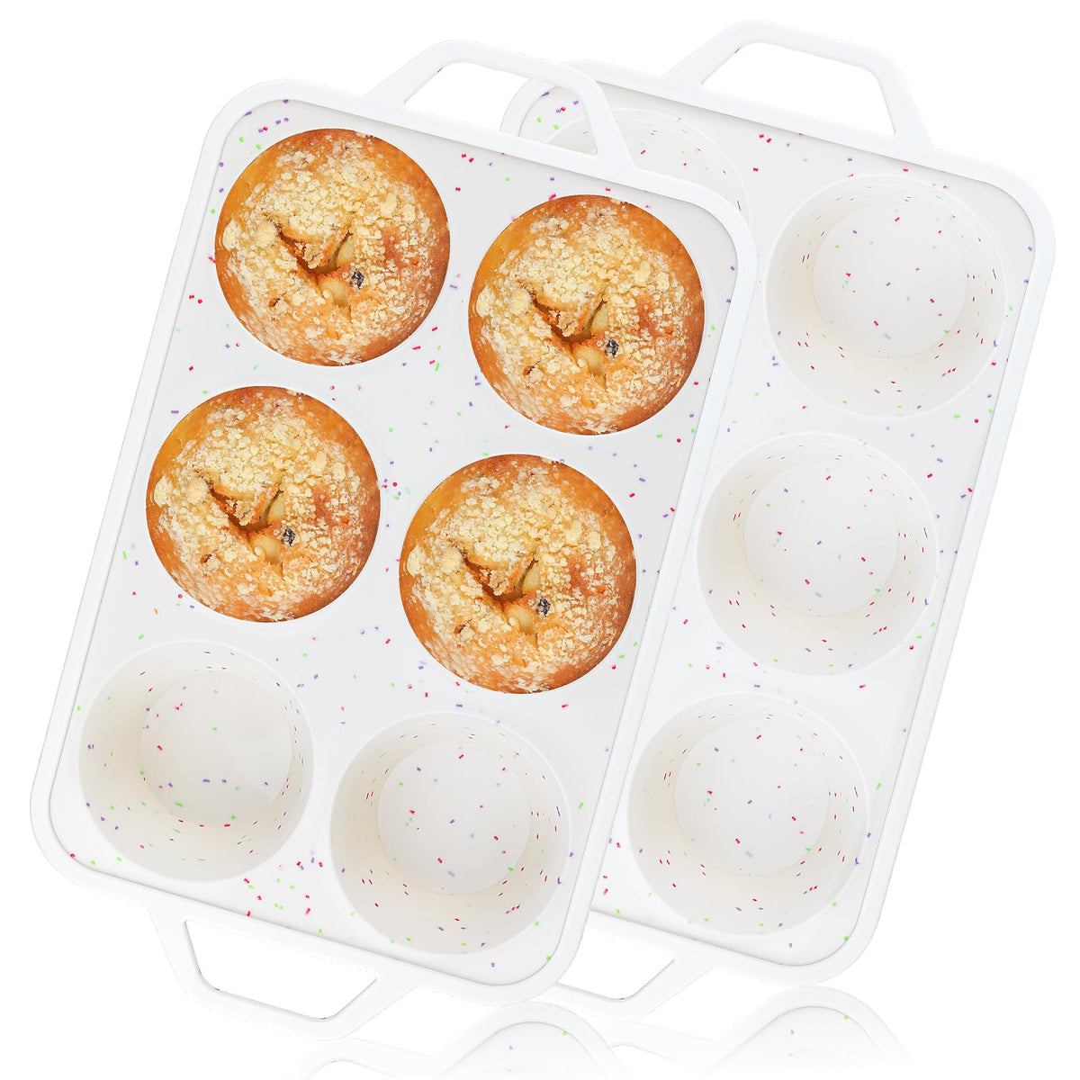 Vinino 2Pack Silicone Muffin Pan for Baking with Metal Reinforced Frame, 12 Cup Regular Size Cupcake Pan, BPA Free Silicone Muffin Tray, Cupcake Baking Pan Bite Molds for Oven Dishwasher Safe