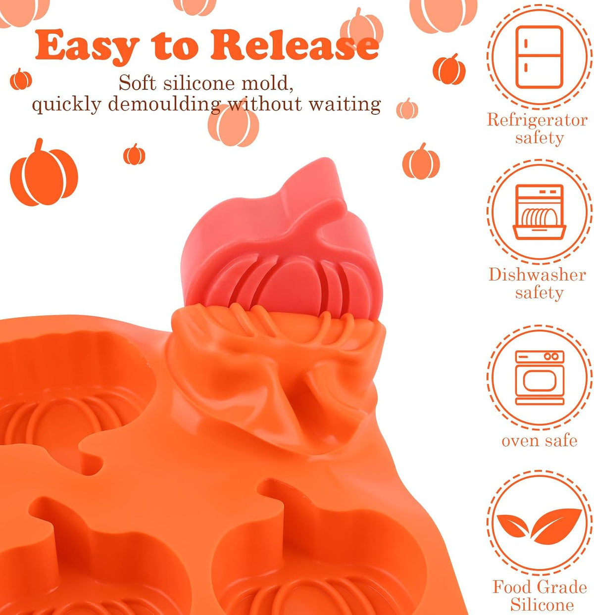 WMKGG 3 Pack Pumpkin Silicone Mold, 6-Cavity Pumpkin Cake Pan
