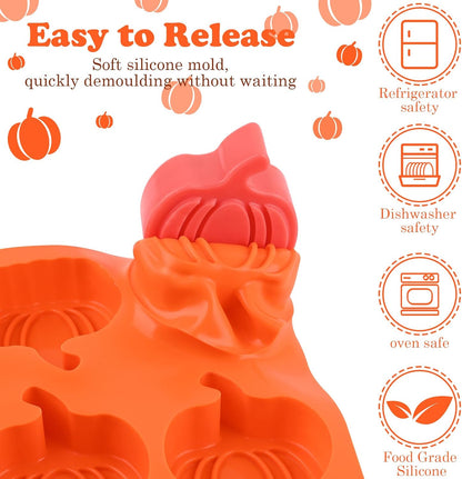 WMKGG 3 Pack Pumpkin Silicone Mold, 6-Cavity Pumpkin Cake Pan