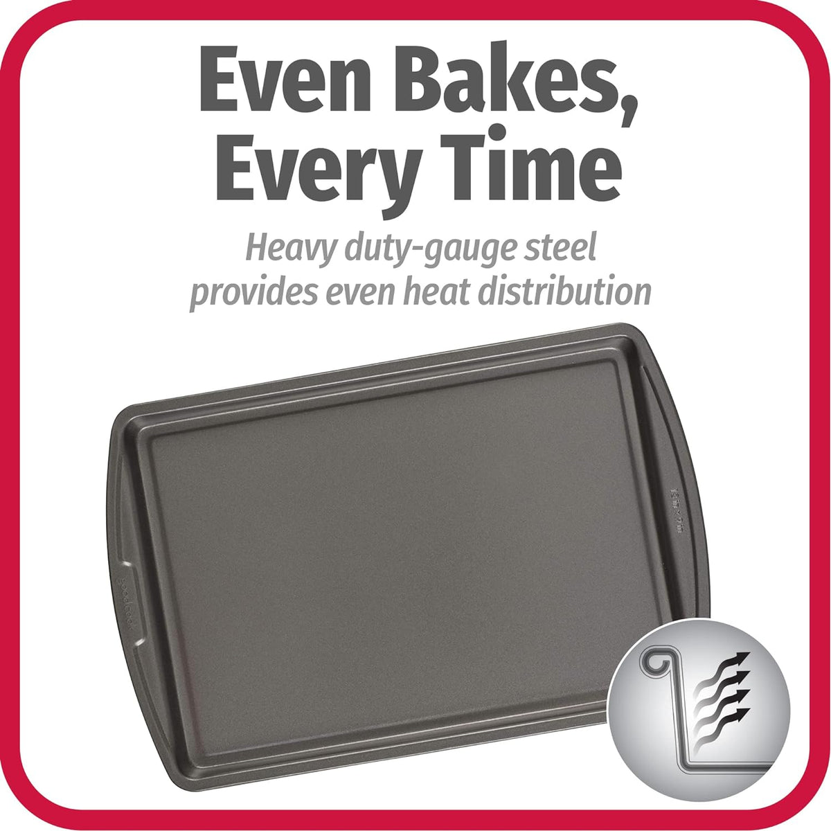 GoodCook Everyday Baking Sheet Set Nonstick Carbon Steel Standard-Sized Cookie Sheets for Even Baking, Bakeware Set Includes 3 Pans with Scratch-Resistant Finish, 13x9-Inch, Gray