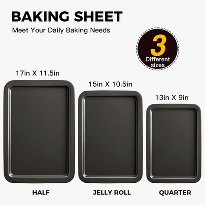 HONGBAKE Ceramic Baking Sheet Pan Set of 3, Easy to Grab, Non-Toxic