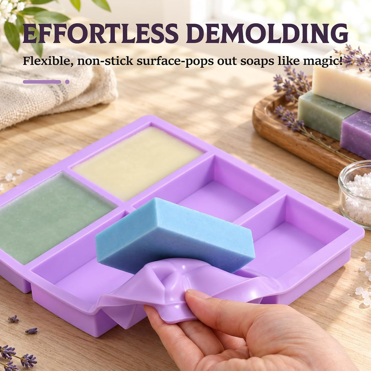 SJ Rectangle Soap Mold Set, 3-Pack 6-Cavity Silicone Soap Molds