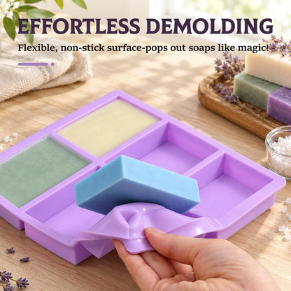 SJ Rectangle Soap Mold Set, 3-Pack 6-Cavity Silicone Soap Molds