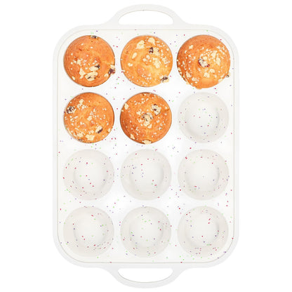 Silicone Muffin Pan for Baking with Metal Reinforced Frame, Nonstick Cupcake Pan 1 Pack Regular Size Egg Bites Silicone Mold
