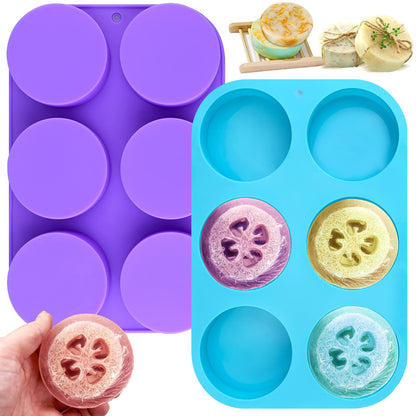 Sakolla 6-Cavity Flower Soap Molds Silicone, 2 Pack Tulip Different Flower Shapes Silicone Molds for Soap, Lotion Bar, Bath Bombs, Chocolate, Candy Baking Molds Jelly, Ice Cube Tray