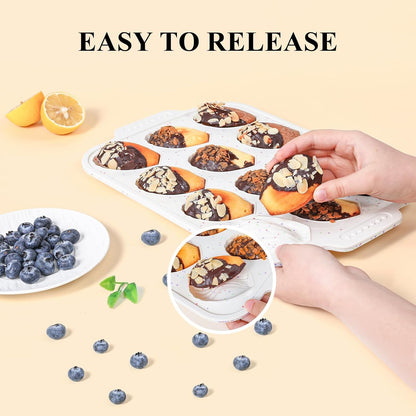 Vinino 2-Pack Silicone Madeleine Pans for Baking with Reinforced Frame