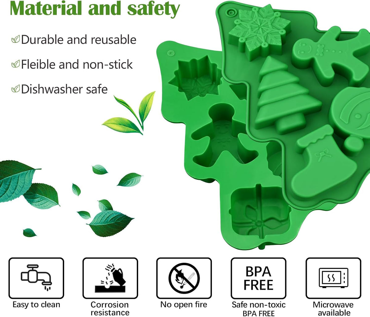 3 Pack Christmas Silicone Molds, Large Size Xmas Baking Mold, Soap Molds