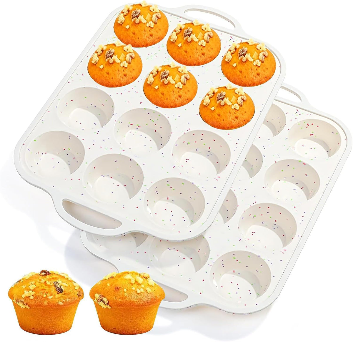 Silicone Muffin Pan for Baking with Metal Reinforced Frame, Nonstick Cupcake Pan 1 Pack Regular Size Egg Bites Silicone Mold