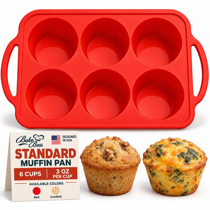 Silicone Muffin Pans, 2-Pack Regular 12 Cup & Mini 24 Cup, BPA-Free