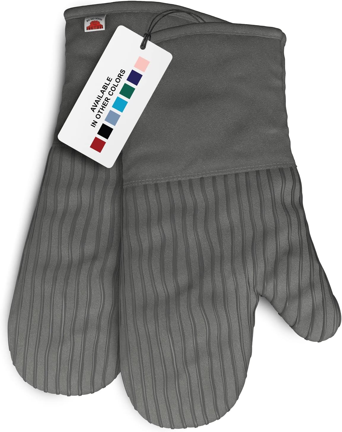 Silicone Oven Mitts - Gray Set of 2-12.5" - Heat Resistant to 536 F / 280 C Kitchen Gloves - Professional Grade Protection Hot Cooking Baking