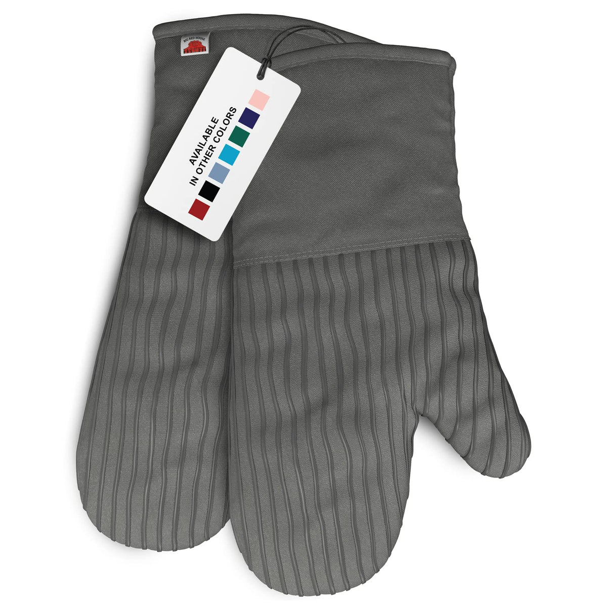 Silicone Oven Mitts - Gray Set of 2-12.5" - Heat Resistant to 536 F / 280 C Kitchen Gloves - Professional Grade Protection Hot Cooking Baking