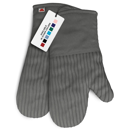 Silicone Oven Mitts - Gray Set of 2-12.5" - Heat Resistant to 536 F / 280 C Kitchen Gloves - Professional Grade Protection Hot Cooking Baking