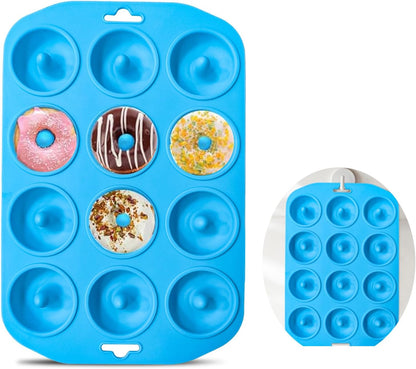 12 hole Silicone Donut Pan Non-Stick - Bite Size Donut Pans for baking