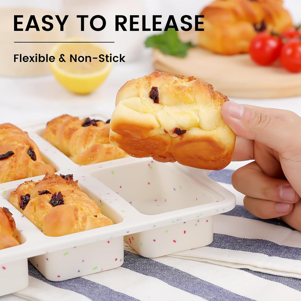 2 Pack Vinino Silicone Mini Loaf Pans Cake Bread Baking Metal Reinforced