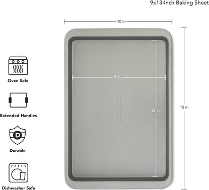 KitchenAid 9x13in Nonstick Aluminized Steel Baking Sheet, Contour Silver