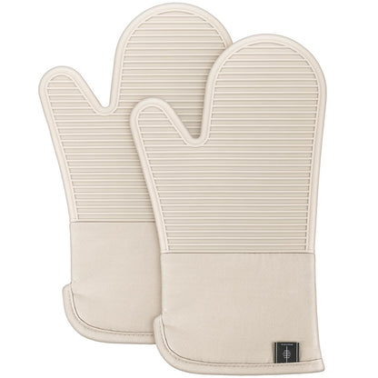 BONTHEE Silicone Oven Mitts Heat Resistant Kitchen Oven Gloves - Gingham