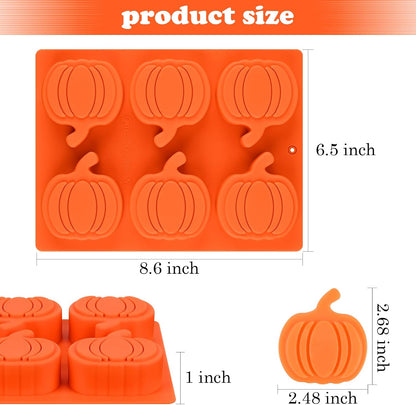 WMKGG 3 Pack Pumpkin Silicone Mold, 6-Cavity Pumpkin Cake Pan