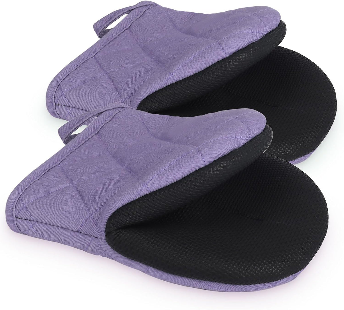 Goldmeet Mini Oven Mitts 2-Pack, 7"x5.5", 500°F Silicone Grip, Taro Purple