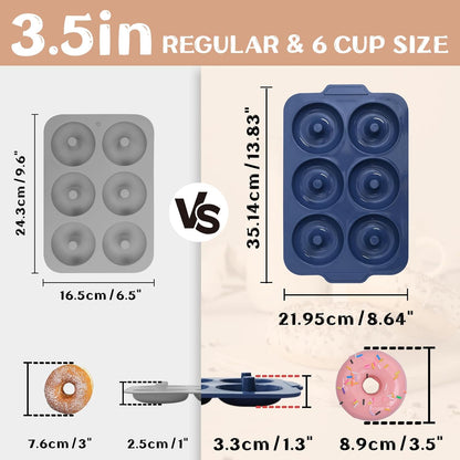 Nonstick Silicone Donut Pan: 3.5 Inch Doughnut Baking Mold with Frame