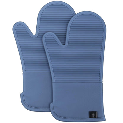 BONTHEE Silicone Oven Mitts Heat Resistant Kitchen Oven Gloves - Black