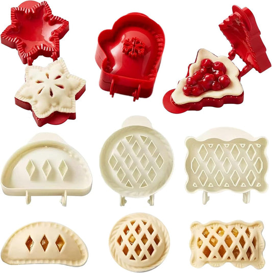 6Pcs Mini Hand Pie Molds - Dough Presser Pocket Pie Molds for Baking - One Press Hand Pie Maker Set for Thanksgiving Christmas Party Potluck