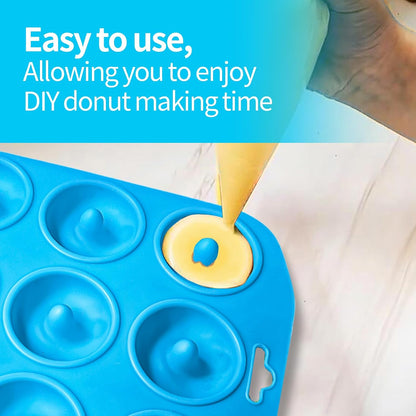 12 hole Silicone Donut Pan Non-Stick - Bite Size Donut Pans for baking