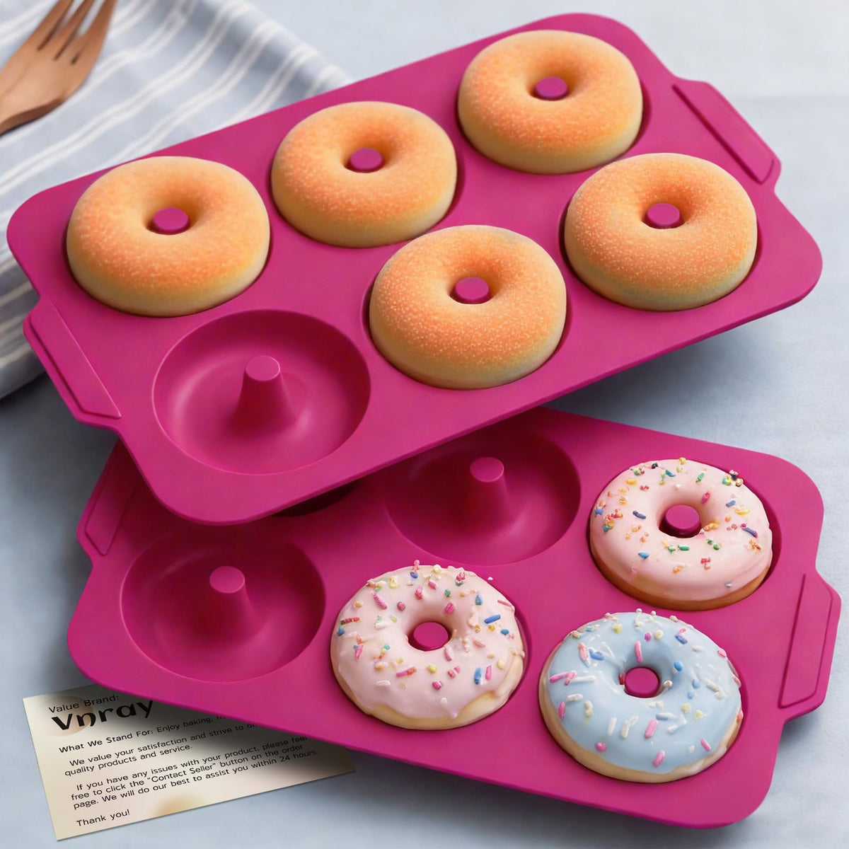 Nonstick Silicone Donut Pan: 3.5 Inch Doughnut Baking Mold with Frame