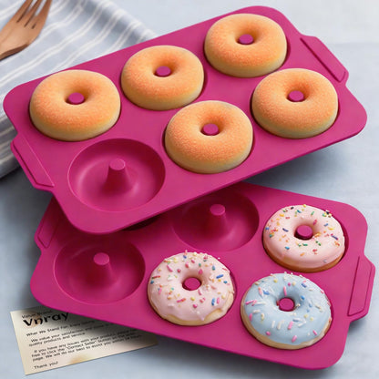Nonstick Silicone Donut Pan: 3.5 Inch Doughnut Baking Mold with Frame